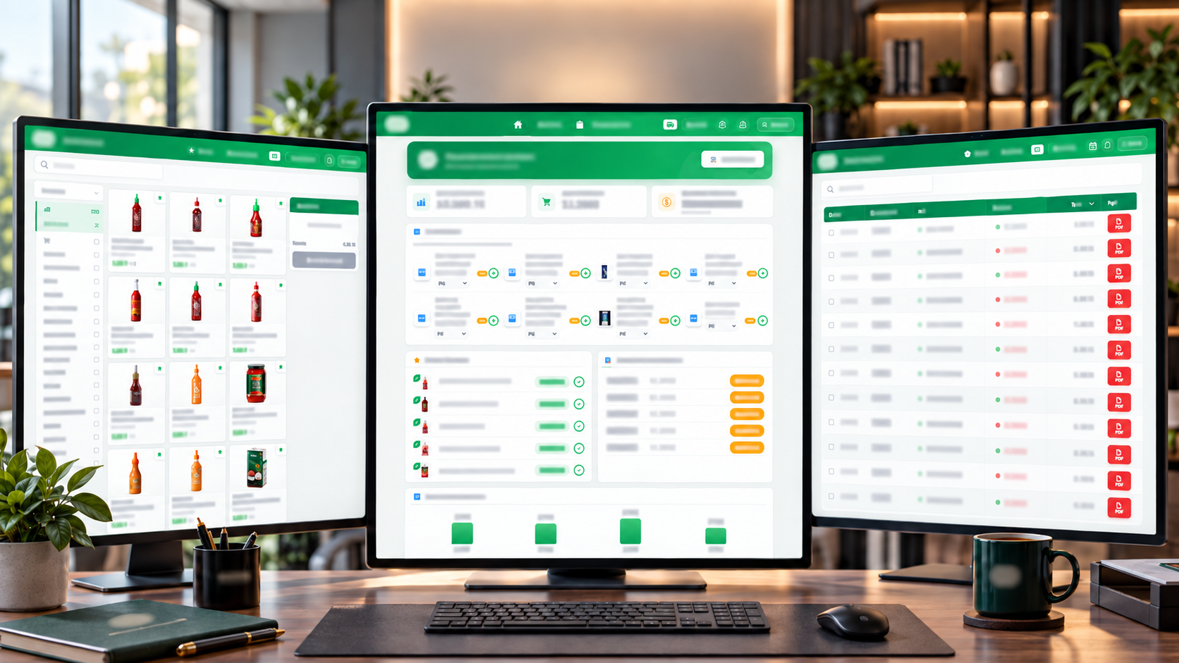 B2B desktop: catalogue, order summary and invoices